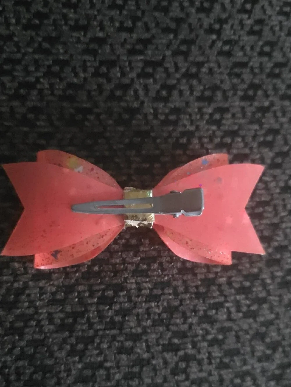 Sparkle Coral Kids Hair Bow with Gold Wrap